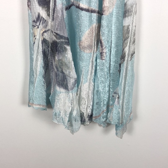 Komarov V neck short flutter lace sleeve midi overall textured print Size Large - Picture 3 of 8